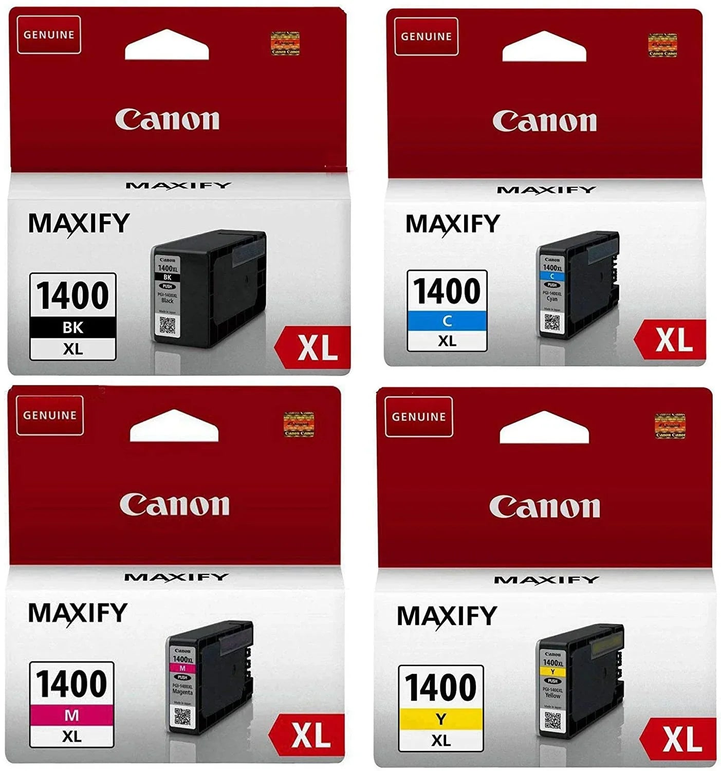 Replacement Canon 1400XL 4 Color Set High Yield BK/C/M/Y Ink Cartridge Multipack - eBuy UAE